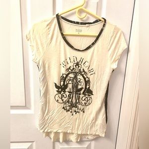 Guess Off White Graphic Top